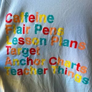 Teacher tee, size XL, flair pens, target